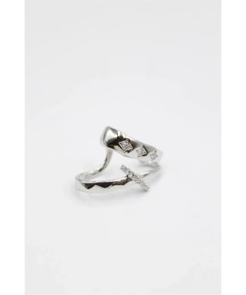 biçomi Taşlı Kıkırdak Küpe - Gümüş