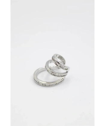 biçomi Taşlı Kıkırdak Küpe - Gümüş