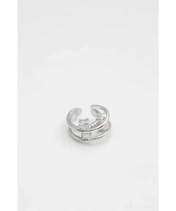 biçomi Taşlı Kıkırdak Küpe - Gümüş