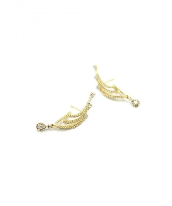 biçomi Taşlı Küpe - 14K Altın