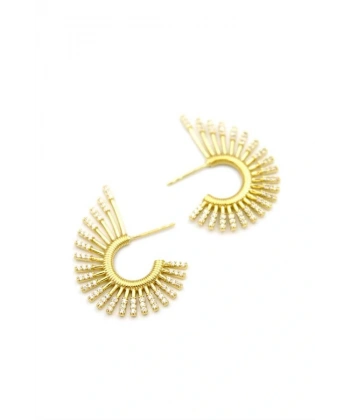 biçomi Taşlı Küpe - 14K Altın