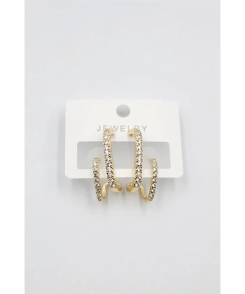 biçomi Taşlı Küpe - Altın