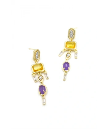 biçomi Taşlı Küpe - Altın