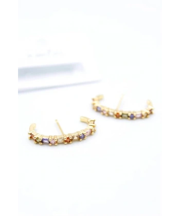 biçomi Taşlı Küpe - Altın