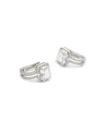 biçomi Taşlı Küpe - Beyaz