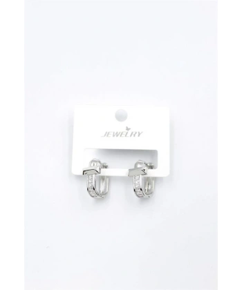 biçomi Taşlı Küpe - Gümüş