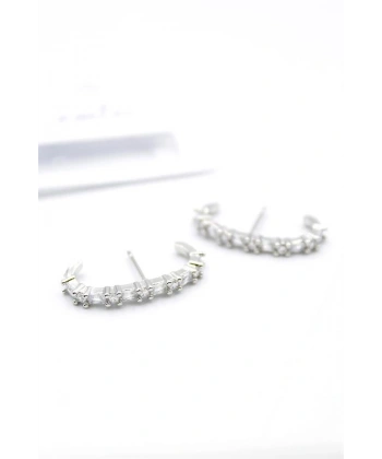 biçomi Taşlı Küpe - Gümüş