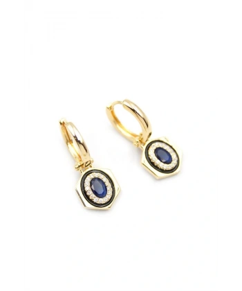 biçomi Taşlı Küpe - Mavi