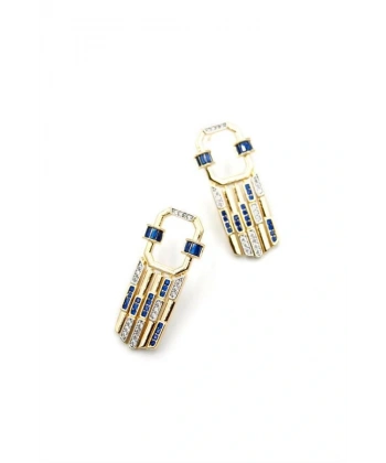 biçomi Taşlı Küpe - Mavi