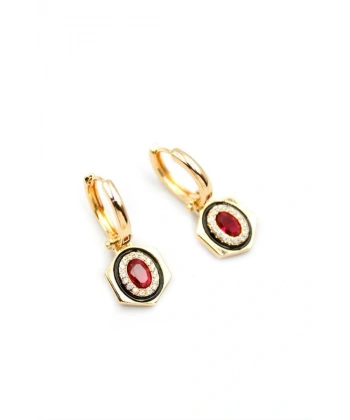 biçomi Taşlı Küpe - Pembe