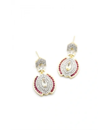 biçomi Taşlı Küpe - Pembe