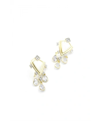 biçomi Taşlı Sallantılı Küpe - Altın