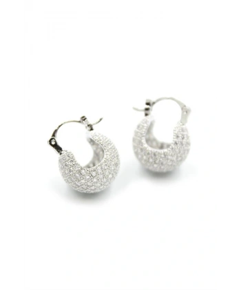 biçomi Taşlı Top Küpe - Gümüş