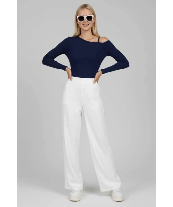 BİÇOMİ Tek Omuz İpli Bluz Lacivert T4328