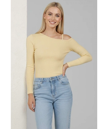 BİÇOMİ Tek Omuz İpli Bluz Sarı T4328