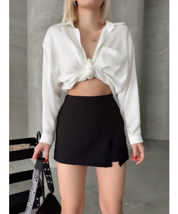 BİÇOMİ Tek yırtmajlı şort etek