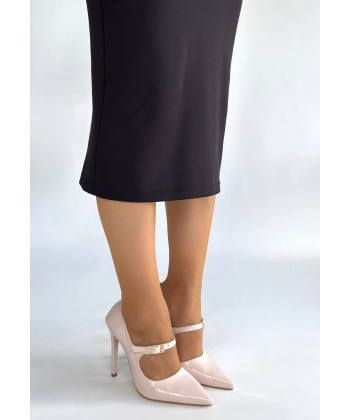 BİÇOMİ Tiej Bej Rugan Stiletto Ayakkabı