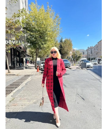 BİÇOMİ Triko Hırka elbise ikili takım kırmızıSiyah