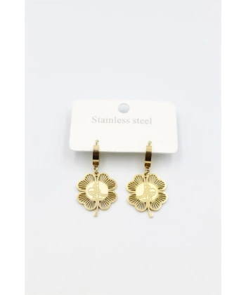 biçomi Tuğra Yonca Küpe - Altın