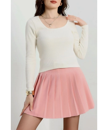 BİÇOMİ U yaka kaşkorse bluz beyaz A132