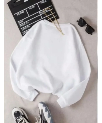 Biçomi Üç İplik Biskilet Yaka Basic SweatShirt - Beyaz