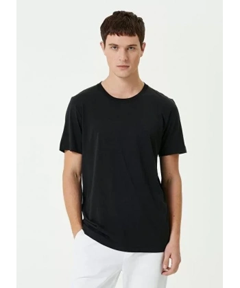Biçomi Unisex Basic Bisiklet Yaka Regular T-Shirt - Siyah