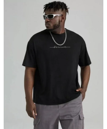Biçomi Unisex Baskılı Oversize T-Shirt - Siyah