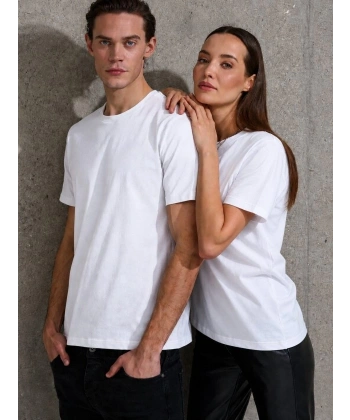 Biçomi Unisex Kısa Kollu Bisiklet Yaka Basic Viskon Bluz