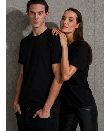 Biçomi Unisex Kısa Kollu Bisiklet Yaka Basic Viskon Bluz