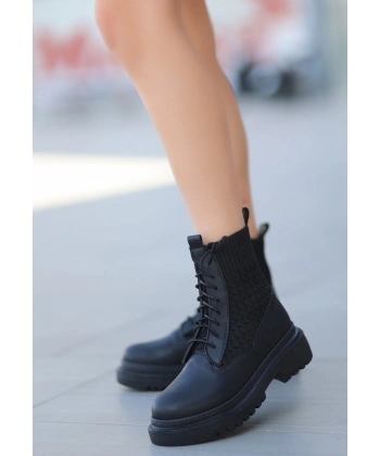 BİÇOMİ Utag Siyah Cilt Bağcıklı Bot