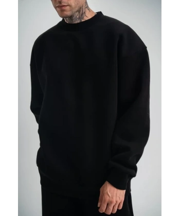 Biçomi Uzun Kol Bisiklet Yaka Basic SweatShirt - Siyah