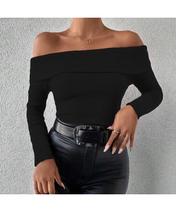 BİÇOMİ Uzun kol madonna yaka bluz siyah