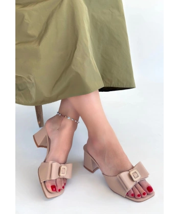 BİÇOMİ Veor Nude Cilt Topuklu Terlik