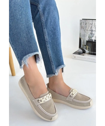 BİÇOMİ Wata Bej Triko Babet Ayakkabı