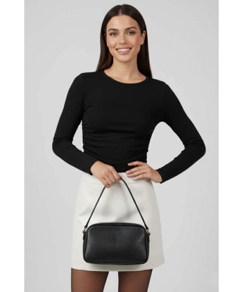 BİÇOMİ Yanı Büzgülü bluz siyah T4322