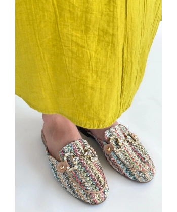 BİÇOMİ Yenda Renkli Dokumalı Terlik