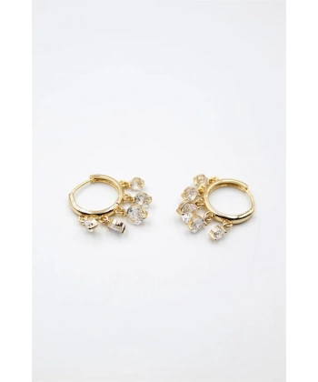 biçomi Yuvarlak Taşlı Shakira Küpe - Altın