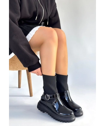 BİÇOMİ Zerta Siyah Rugan Streçli Bot