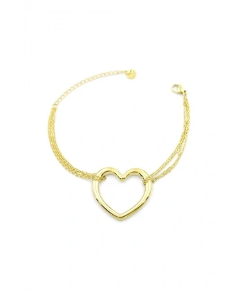 biçomi Zincir Kalp Bileklik - Altın
