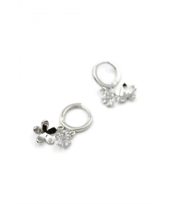 biçomi Zirkon Taşlı Çiçek Küpe - Gümüş