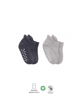 2li Altı Havlu Sneakers Kaymaz Çorap 20501 Gri-antrasit