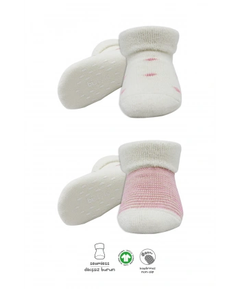 2li Havlu Soket Kaymaz Çorap 10504 Ekru Pudra