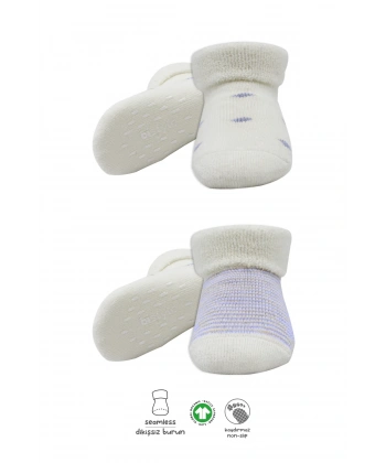 2li Havlu Soket Kaymaz Çorap 10504 İndigo Ekru