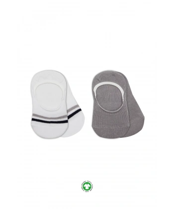 2li Penye Babet Silikon Çemberli Çorap 30102 Gri Beyaz