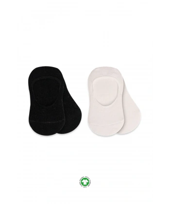 2li Penye Babet Silikonlu Basic Çorap 30104 Siyah Ekru