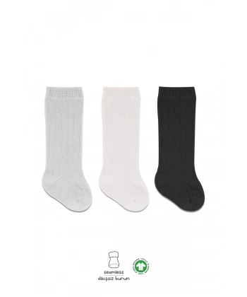 Derby Dizaltı Çorap 3lü Bs40101 Ekru Gri Siyah