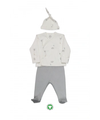 Flying Elephant 3lü Zıbın Takım 13111 Ekru Gri