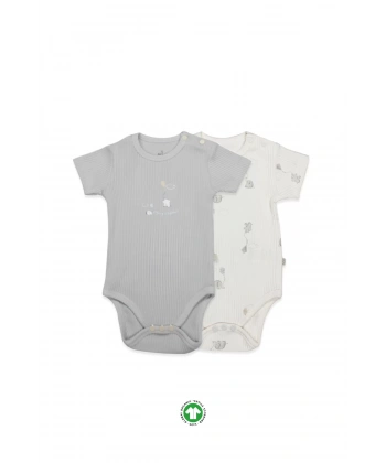 Flying Elephant Yarım Kol 2li Body 17116 Ekru Gri