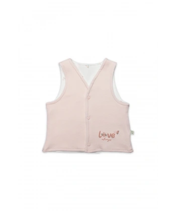 Grow İn Love Çift Taraflı Bebe Yelek 18102 Pembe Ekru