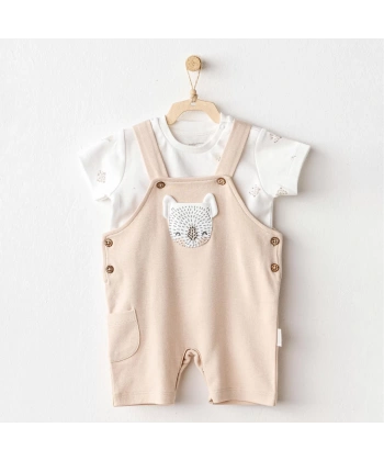 Happy Animals Bebek Salopet Takım Beige
